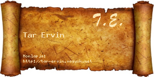 Tar Ervin névjegykártya
